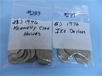 (6) 1976 Ike Dollars & (22) Kennedy Halves