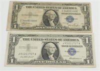 Lot of 2 Silver $1 U.S. Certificate Notes - 1935