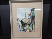 SIGNED WATER COLOUR "NEW ORLEANS" STREET SCENE