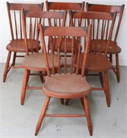 SET OF 6 SPINDLE BACK SIDE CHAIRS, BAMBOO TURNED,