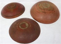 THREE 19TH C. TURNED WOODEN BOWLS, LARGE BOWL