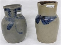 TWO 19TH C. BLUE DECORATED STONEWARE PITCHERS, 8