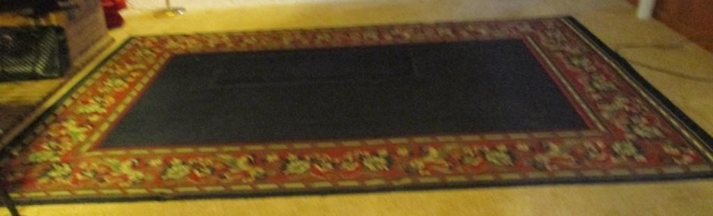 Dark Blue & Burgundy Border Area Rug