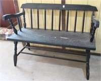 Primitive Black Painted Bench