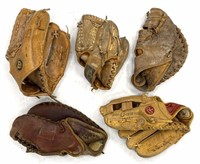 (5) Vintage Baseball Mitts