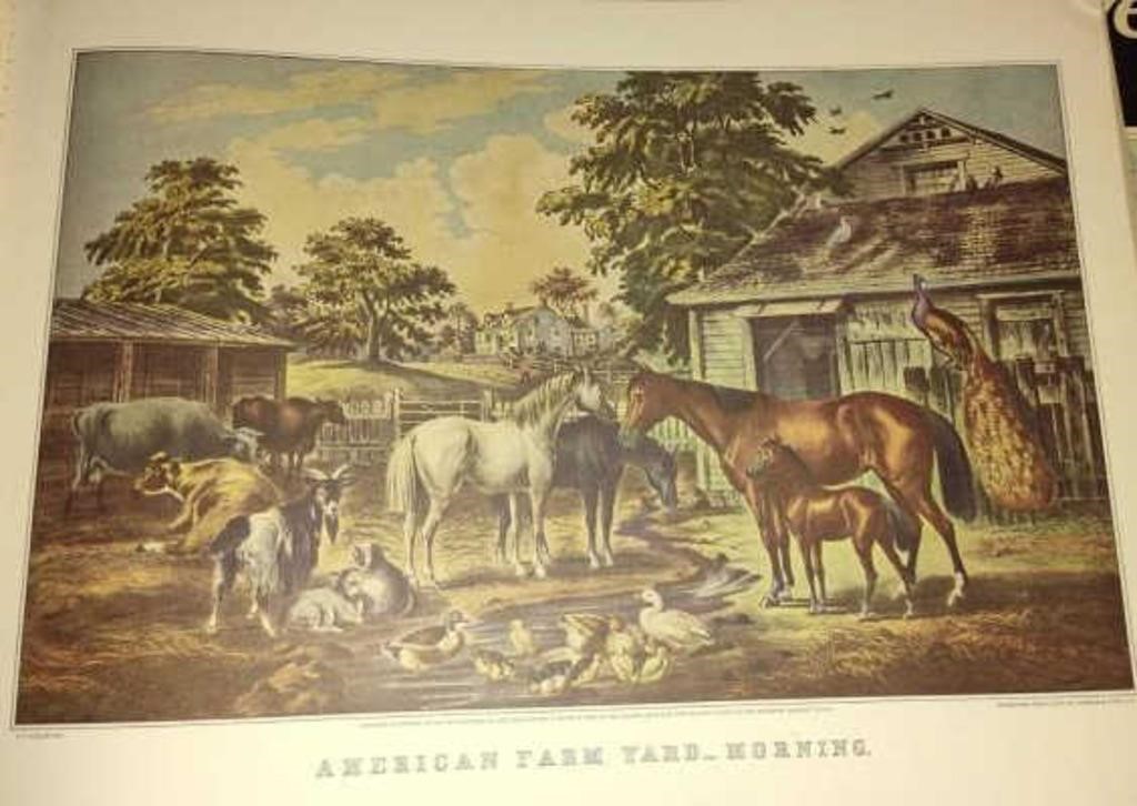 Currier and Ives American Farm Yard Morning