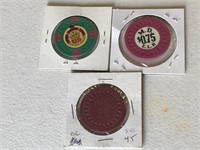 (3) Vintage Casino Chips In Holders