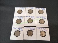 (9) Buffalo Nickels