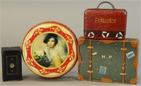THREE BISCUIT TINS AND A SAFE BANK