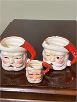 3 Vintage Ceramic Santa Mugs