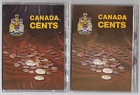 2 Canada Cents Folders with Coins