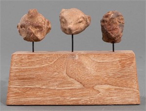 Pre-Columbian Stone & Pottery Head Fragments, 3