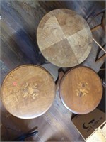 Three wooden end tables