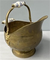 Brass & Pottery Coal Hod Scuttle Kindling Bucket