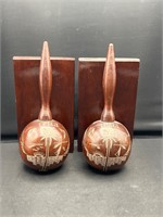 Vintage Cuba Maracas wooden Bookends