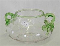 Steuben Mat-Su-Noke 3" green handled vase