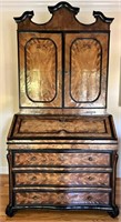 18th Century Italian Walnut Secretaire Bookcase