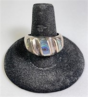 Vintage Sterling Abalone Ring 17 Grams Size 9.25