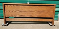 offsite) Heavy wood headboard w/hide away storage.