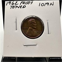 1962 PROOF LINCON MEMORIAL PENNY CENT TONED