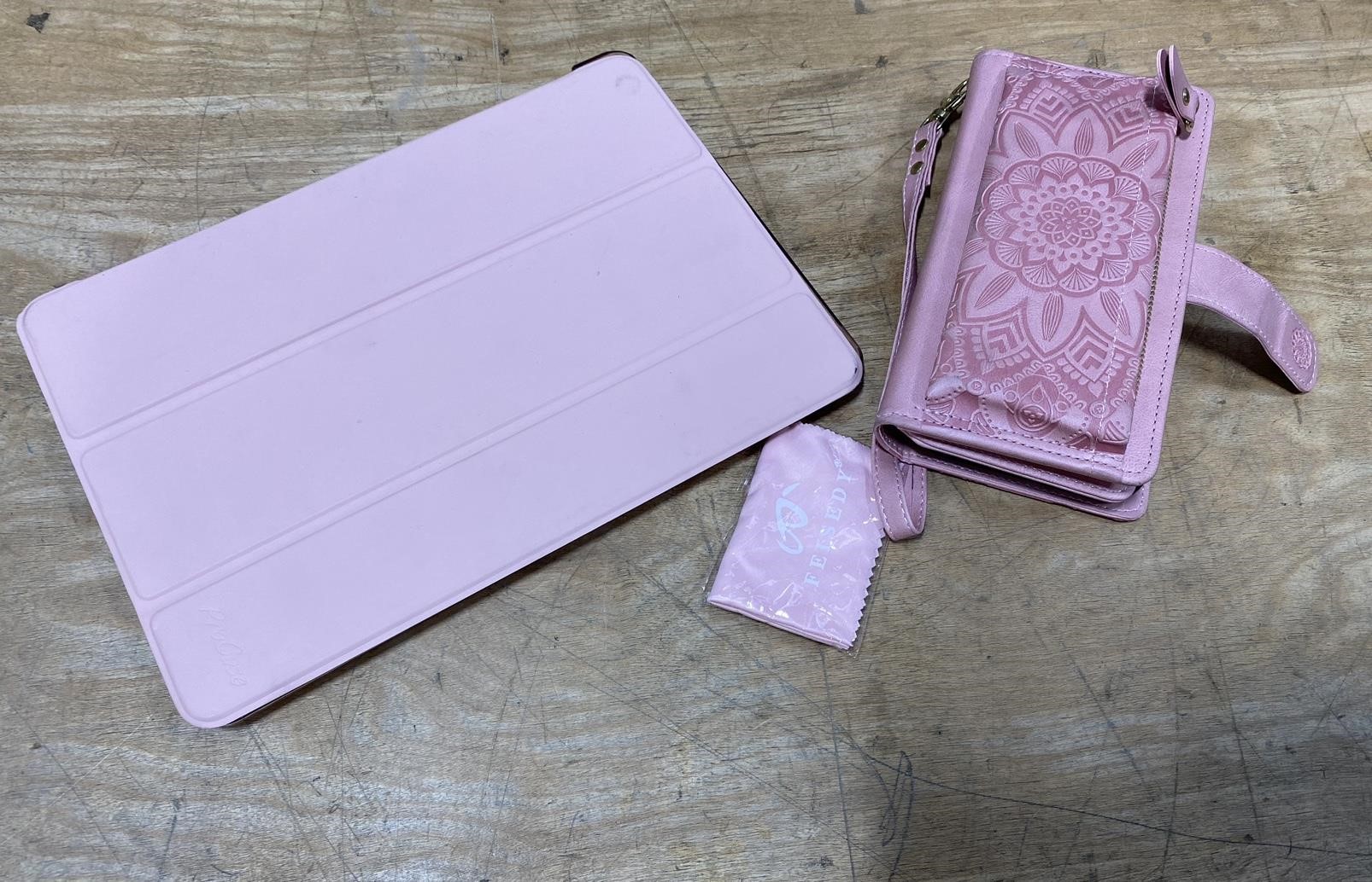 Pink Tablet & Cellphone Wallet Case