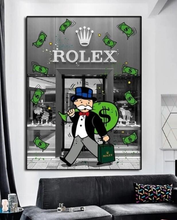 Alec Monopoly Inspired Graffiti Art Canvas 32x48 A