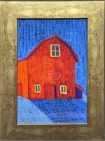 Framed Ellen Marshall Original Pastel Red Barn