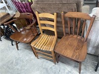 3 wooden chairs