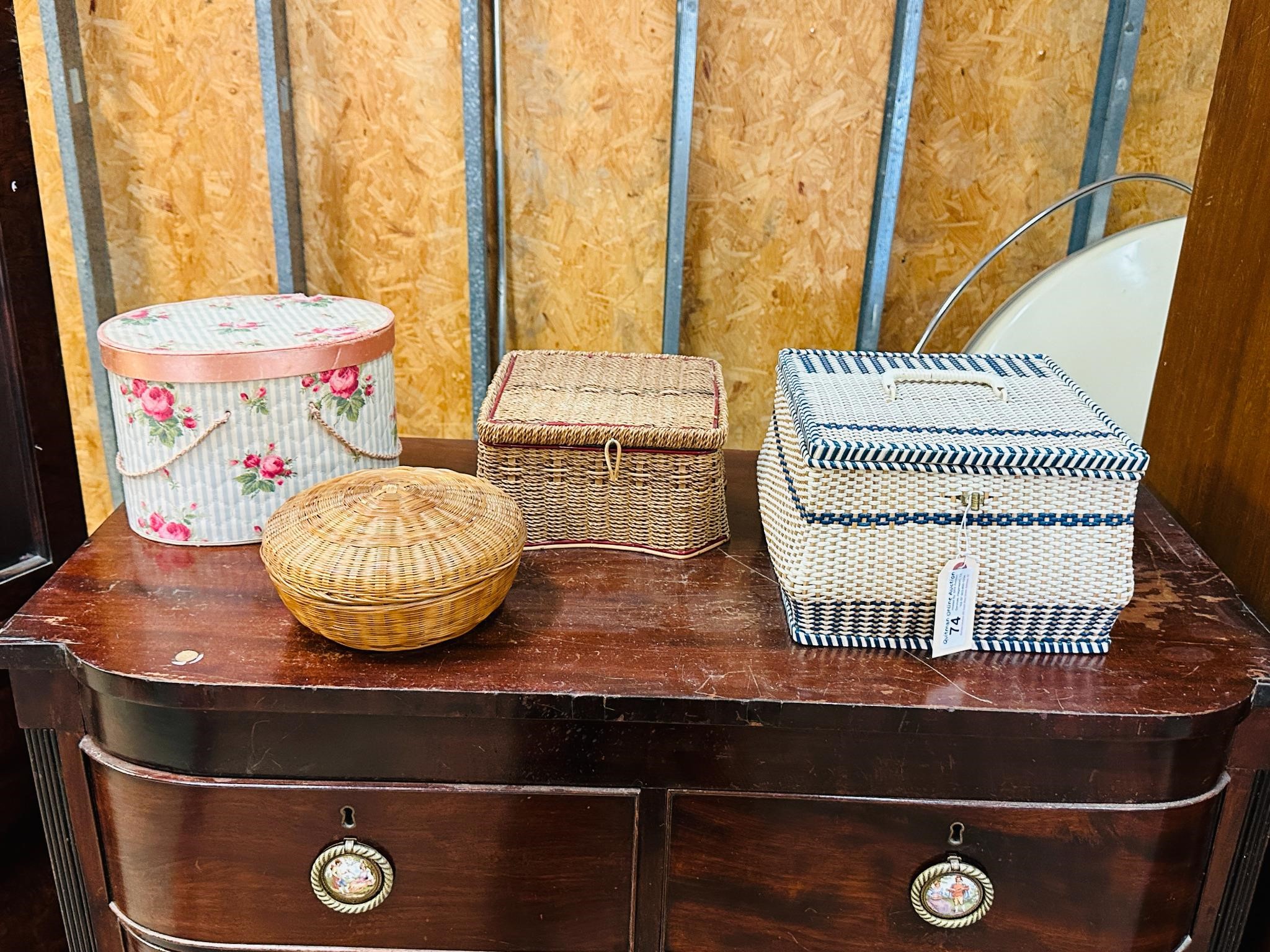 Group of Vintage Sewing Baskets & Related Items