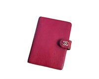 Chanel red leather vintage date book/agenda