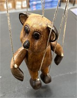 Vintage Hand Carved Marionette Bear Puppet