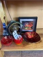 Group of art glass pieces