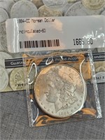 1884 CC Morgan Silver Dollar, Uncirculated-60 ,