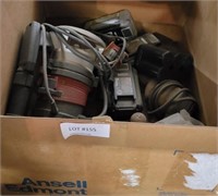 BOX OF POWER TOOLS, BATTERIES, PLANING TOOL & MORE