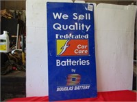 WE SELL QUALITY BY DOUGLAS BATTERY ALUMINUM SIGN