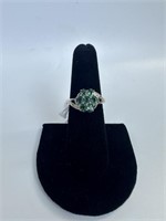 Sterling Green Quartz Ring Sz 7