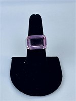 Sterling Pink Tourmaline Ring Sz 7.5