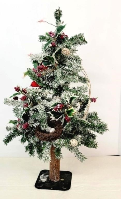 Flocked  Christmas Tree w/Birds Nest
