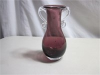 Plum Double Handed Glass Vase