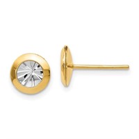 14K Rhodium and Polished Post Earrings