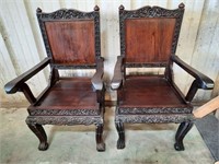 Carved Teak chairs from important collection