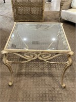 Metal Glass Top Table 27”x22”