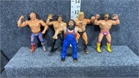 5 Vintage WWF Wrester Action Figures 6-8" Tall