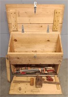 Wooden Dutch Tool Chest w/ Tools