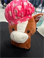 Small horse with heart hat plushie