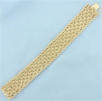 Wide Braided Design Rope Edge Bracelet in 14k Yell