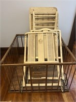Antique Wooden Baby Crib and Playpen