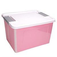 56 Quart Pink Plastic Storage Bins with Lids, Coll