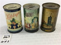 Lot of 3 Tin Adv. Banks Including