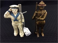 Lot of 2 Figural Iron Banks